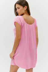 Bo Silk Babydoll Dress - Sunset Pink
