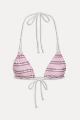 Ari Reversible Satin Bikini Top - Pink Stripe
