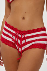Genevieve Crochet Boy Shorts - Red Ribbon