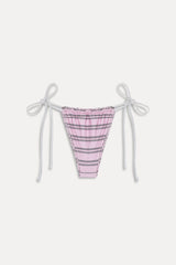 Tia Reversible Satin Bikini Bottom - Pink Stripe