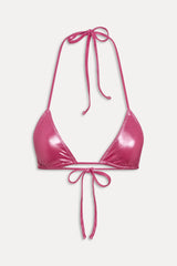 x KHY Nick Metallic Triangle Bikini Top - Pink Chrome