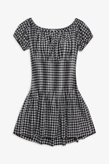 Sadie Gingham Mini Dress - Black Gingham
