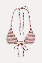 Nick Mesh Striped Bikini Top - Strawberry Chocolate