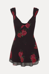 Lunarose Floral Mini Dress - Black Rose Brushstroke