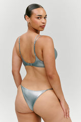 x KHY Cherish Metallic Push Up Bikini Top - Chrome