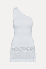 Serenade One Shoulder Crochet Dress - White