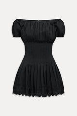 Sadie Embroidered Mini Dress - Black