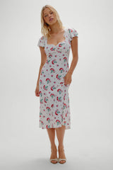 Delicate Lace Midi Dress - Cherry Flower