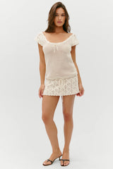 Moss Crochet Mini Dress - Sand Dollar